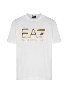 Camiseta Emporio Armani EA7 logo branco para homem.