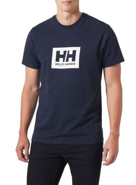 Camiseta Helly Hansen Box azul marinho para homens.