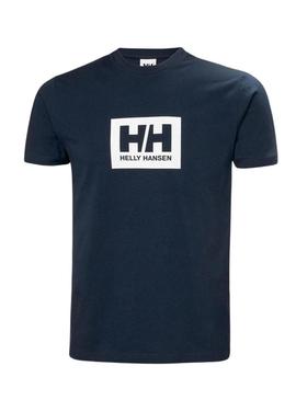 Camiseta Helly Hansen Box azul marinho para homens.