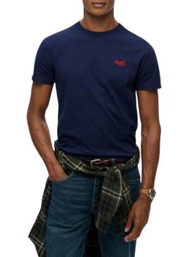 Camiseta Superdry Essential Logo azul para homem.