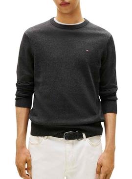 Camisa de malha de caxemira cinza Tommy Hilfiger para homem.