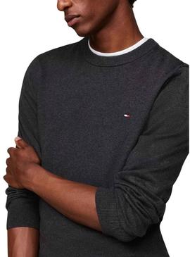 Camisa de malha de caxemira cinza Tommy Hilfiger para homem.