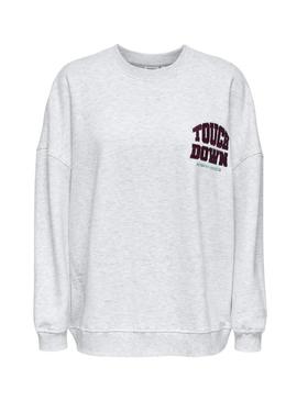 Moletom Only Rillo rugby cinza para mulher