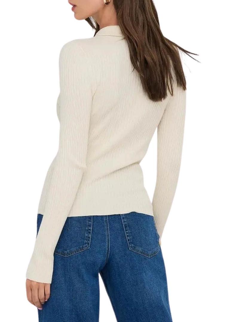 Camisa Only Mila polo bege para mulher.