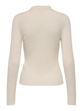 Camisa Only Mila polo bege para mulher.