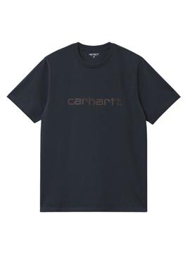 Camiseta Carhartt Script azul marinho para homem.