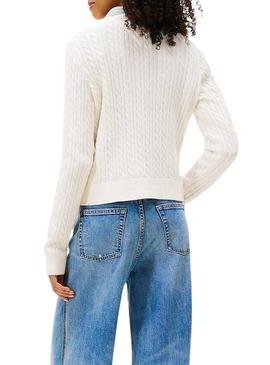 Camisola Tommy Jeans Cable branca para mulher