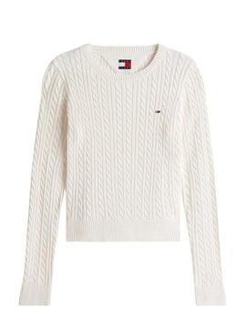 Camisola Tommy Jeans Cable branca para mulher