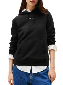 Moletom Tommy Jeans Linear preto para mulher.