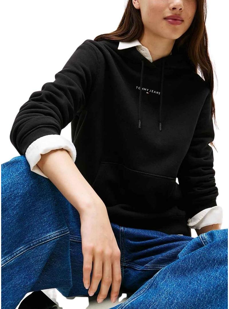 Moletom Tommy Jeans Linear preto para mulher.