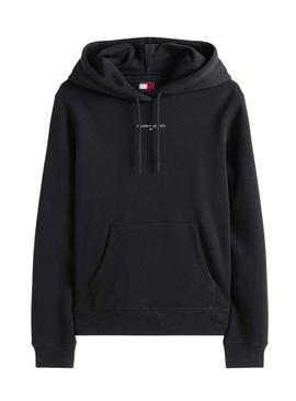 Moletom Tommy Jeans Linear preto para mulher.