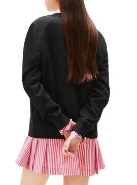 Moletom Tommy Jeans Ess Logo preto para mulher.