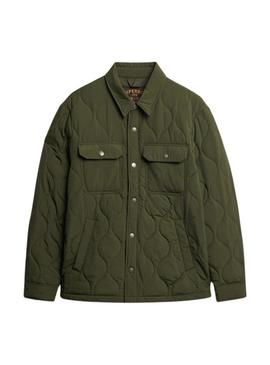 Camisa de superávit Superdry verde para homem