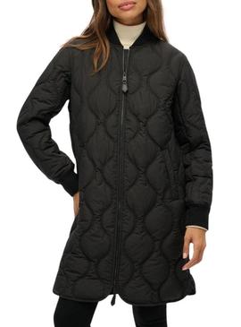 Parka Superdry Quilted preta para mulher.