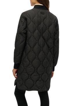 Parka Superdry Quilted preta para mulher.