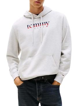 Camisola Tommy Jeans Hoodie DNA cinzenta para homem.