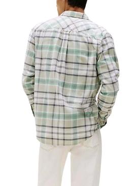 Camisa Tommy Jeans Flannel verde para homem