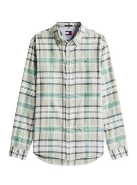 Camisa Tommy Jeans Flannel verde para homem