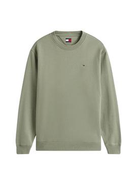 Camisola Tommy Jeans Crew verde para homem
