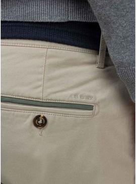 Calça chinesa El Ganso bege slim fit para homem.