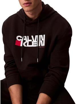 Moletom Calvin Klein CK Redbox preto para homem.