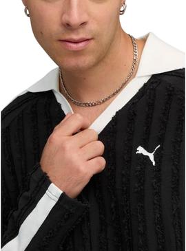Camisa Polo Puma T7 Relaxada preta para homem.