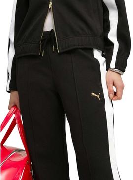 Calça esportiva Puma T7 flare preta para mulher.