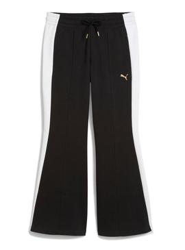 Calça esportiva Puma T7 flare preta para mulher.