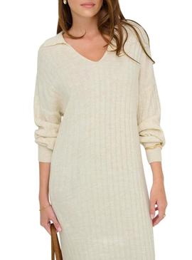 Vestido Only Tessa bege para mulher.