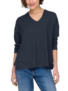 Camisa de manga larga azul marino Malio Only para mulher.
