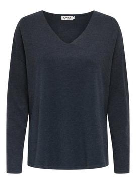 Camisa de manga larga azul marino Malio Only para mulher.