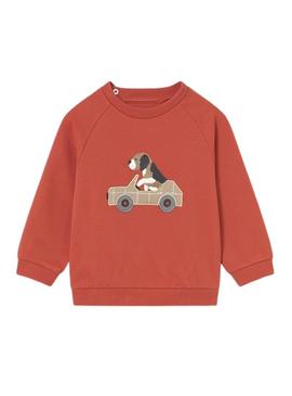Conjunto de treino Mayoral laranja com carro 2 calças para bebê.