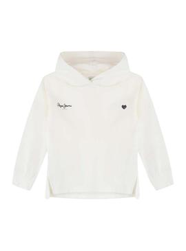 Moletom Pepe Jeans Anne branco para menina.