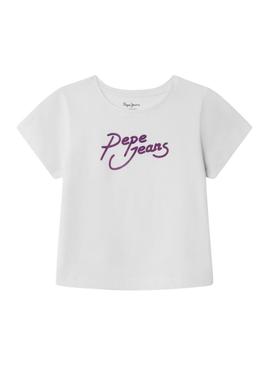 Camisa Pepe Jeans Avani branca para menina.