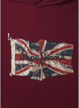 Moletom Pepe Union Jack com capuz granate para crianças