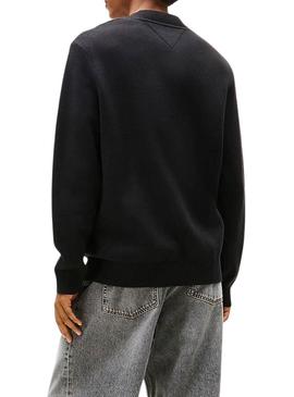Camisola Tommy Jeans Signature preta para homem.
