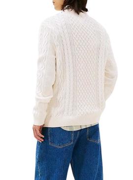 Camisola Tommy Jeans Cable branca para homem