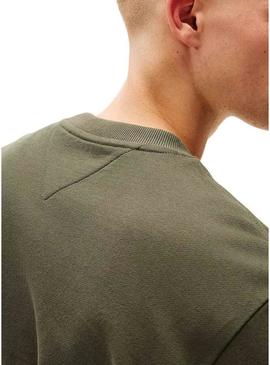 Moletom Tommy Jeans Crew Flag verde para homem