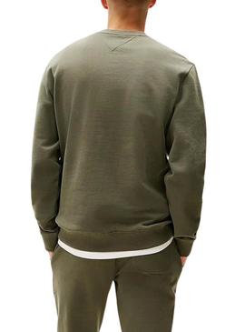 Moletom Tommy Jeans Crew Flag verde para homem