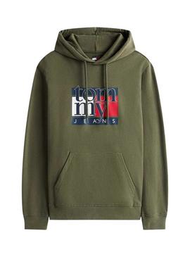 Moletom Tommy Jeans Flag verde para homem