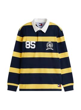 Polo Tommy Jeans Rugby azul e amarelo para homem.