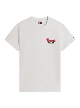 Camiseta Tommy Jeans Font Play cinza para homem.