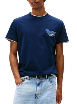 Camiseta Tommy Jeans Font Play azul marinho para homem