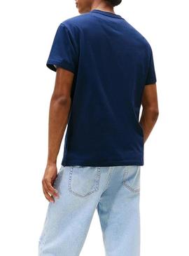 Camiseta Tommy Jeans Font Play azul marinho para homem