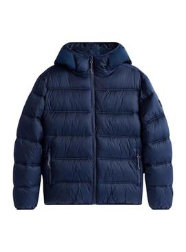 Casaco Tommy Jeans com capuz azul com logo para homem.