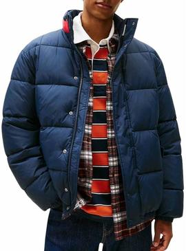 Colete Tommy Jeans DNA azul marinho com gola para homem.