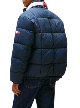 Colete Tommy Jeans DNA azul marinho com gola para homem.