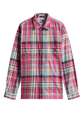 Camisa de flanela rosa de utilidad Tommy Jeans para homem.