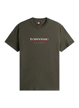 Camisa Tommy Jeans DNA verde para homem.