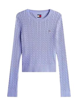 Camisola Tommy Jeans Cable azul para mulher.